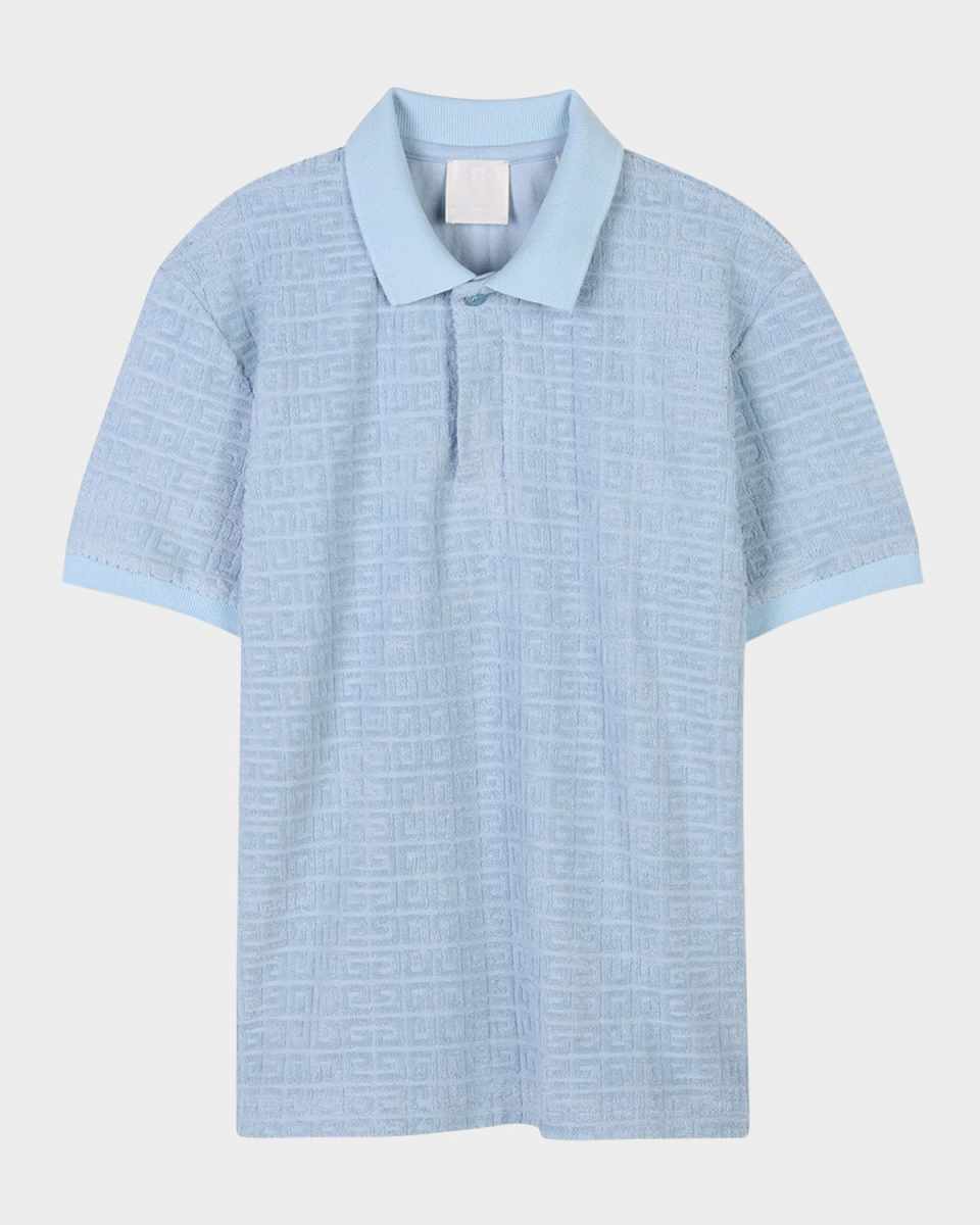 Boy's 4G Embossed Terry Cloth Polo Shirt, Size 4-6